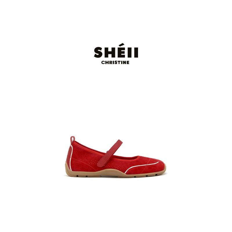 Cowhide~ Inner Height-increasing Sneakers Retro Round Head Double Velcro Casual Mary Jane Shoes Women