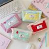 Cute Contrast Color Plaid Dopamine Large Capacity Pencil Case Storage Bag Student Stationery Supply Pouch Girl Cosmetic Bag Gift