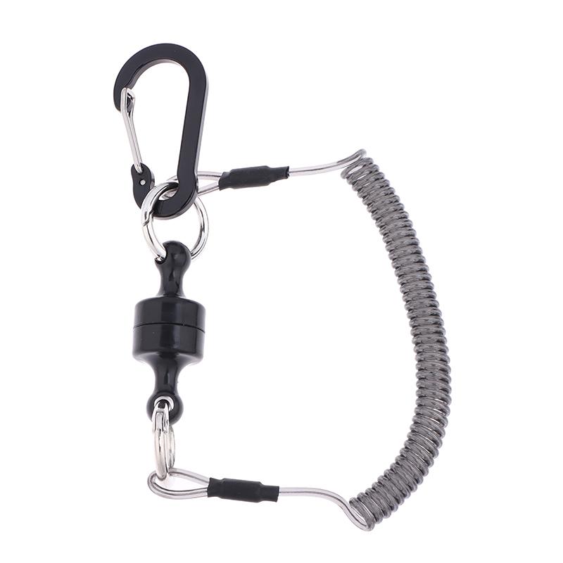 Magnetischer Netzfreigabehalter Mit Spiralkordel Fliegenfischerwerkzeuge Starker Magnet Karabiner Schnelles Schloss Anti-Drop Seil Zubehör