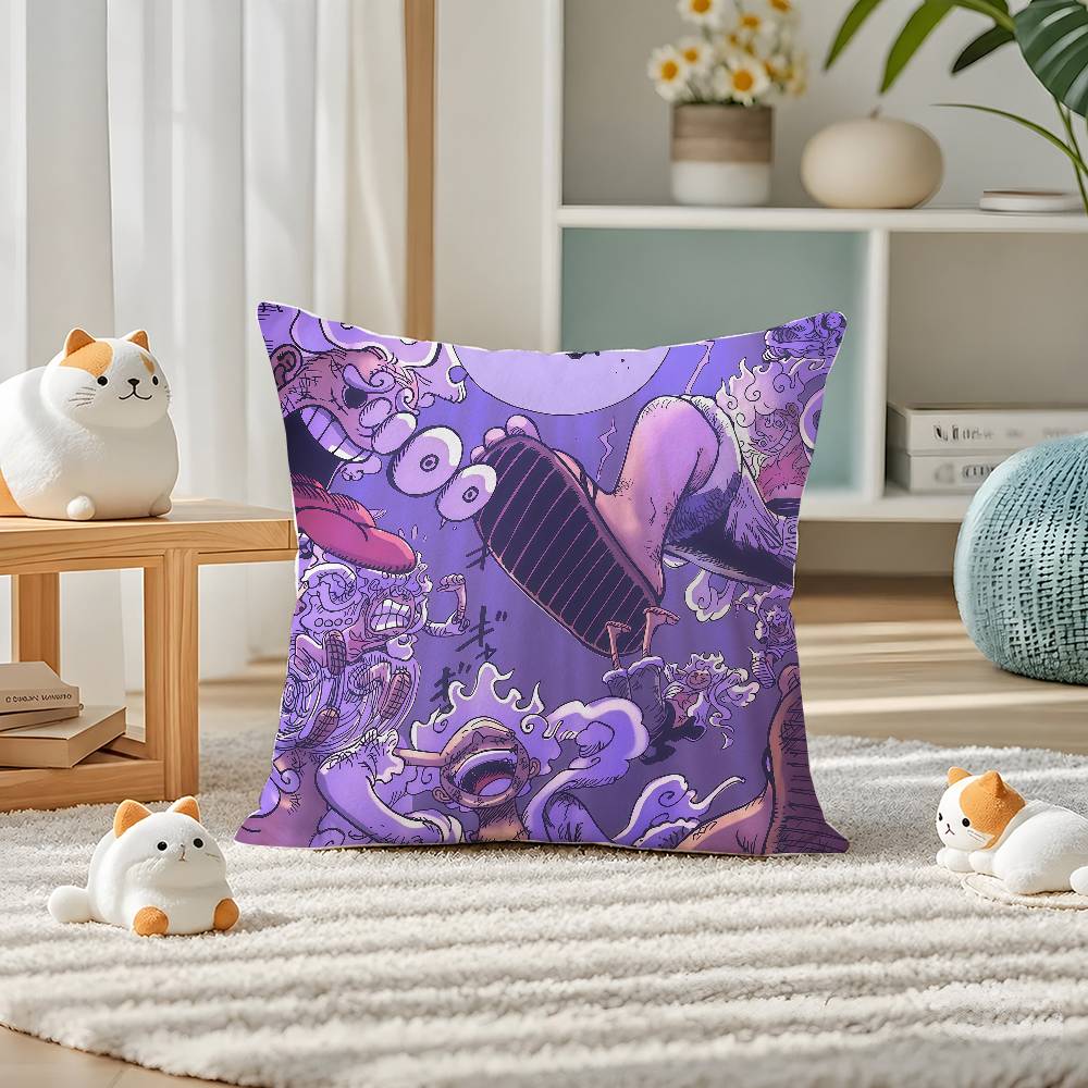 One Piece Gear Five Luffy Anime Plush Pillow Cover Soft Short Plush Cushion Cover For Sofa Bedroom Home Decor Gift Decoration