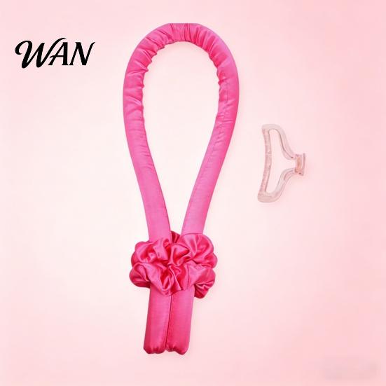 Curling Rod with Scrunchie No Heat Hair Headband 2 Scrunchies Claw Clip Overnight Sleeping Women Curler Silk Ribbon Long Curls Roller Styling
