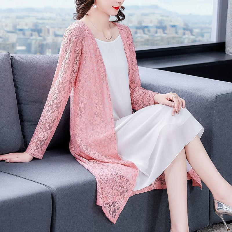 Versatile Temperament for Spring and Summer Slim Sun Protection Lace Cardigan Long Sleeved Sun Protection Clothes Women's Thin and Long Styles