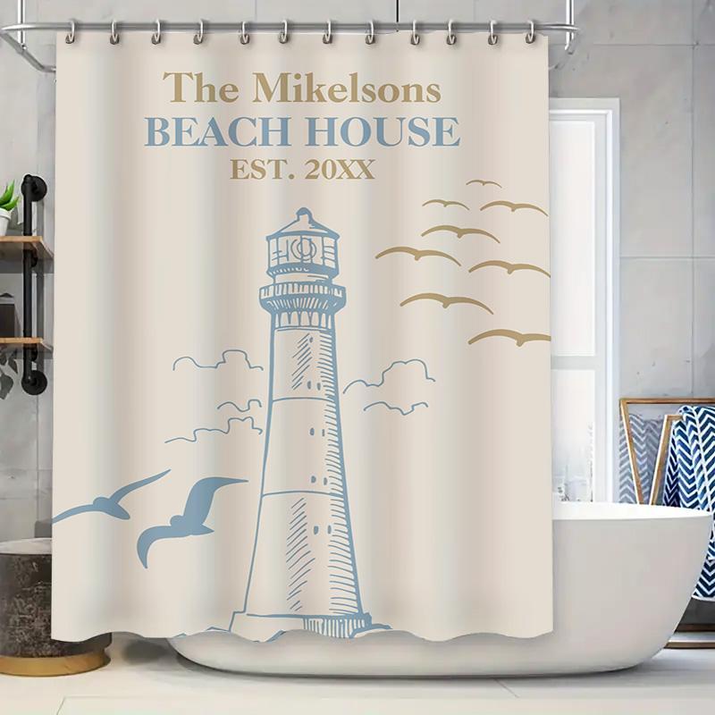 

Home Decor Shower Curtains Set Modern Bathing Room Lighthouse Print Waterproof Fabric Shower Curtain Personalized Customization 90x180cm
