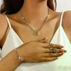 Necklace Earrings Set Rhinestone Crystal Design Women Pendant Chain Fashion Style Jewelry Set Anniversary Gift