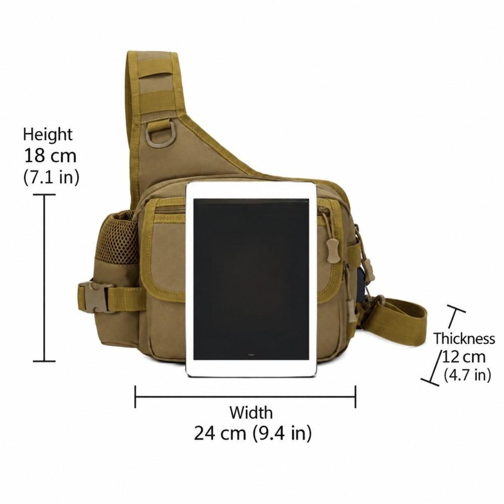 Waterproof Fishing Sling Pack Nylon Messenger Bag Durable Crossbody Sling Bag  For Fishing