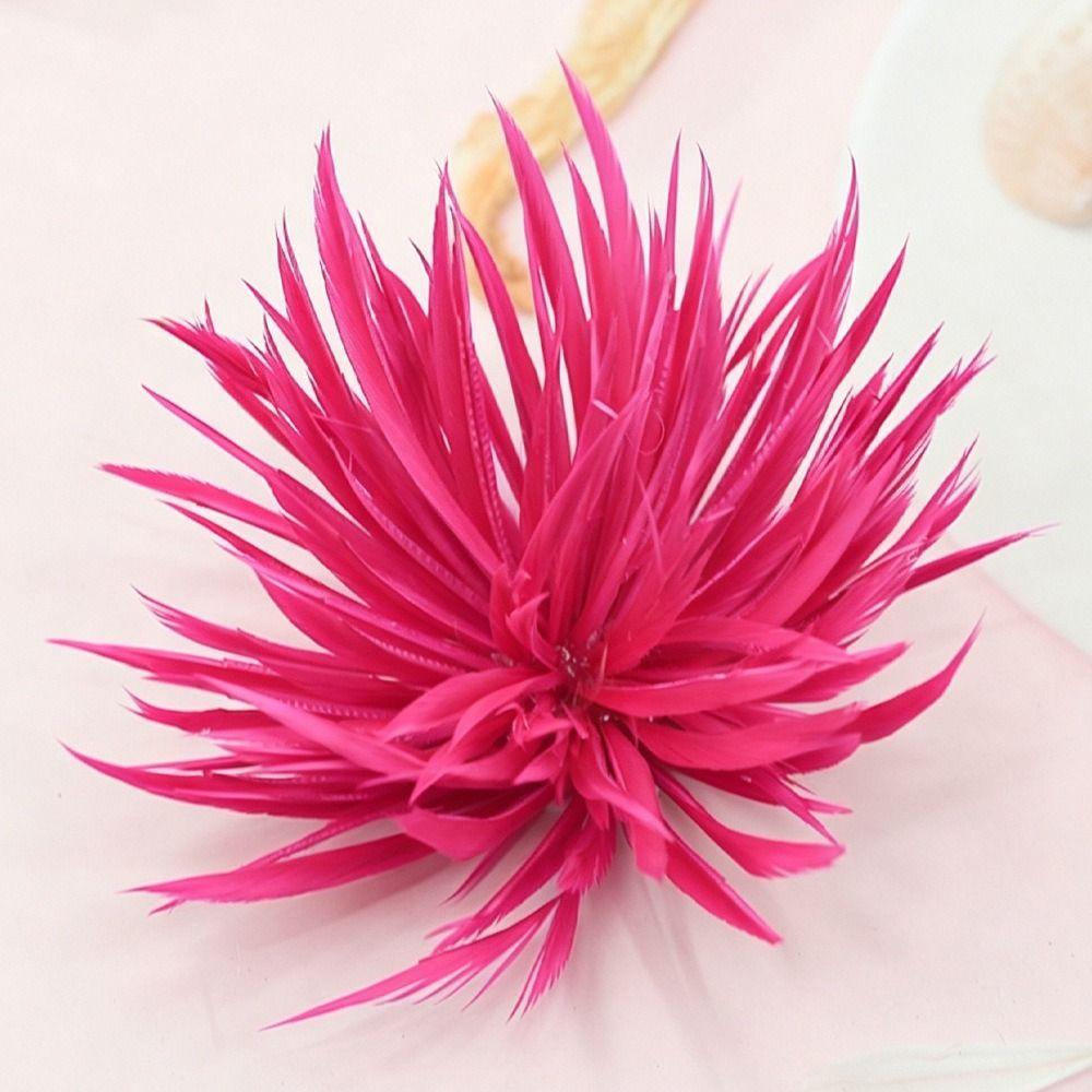 Feather Flower Brooch Pin Handmade Floral Lapel Pin Fashion Feather Flower Brooch Daily Wear