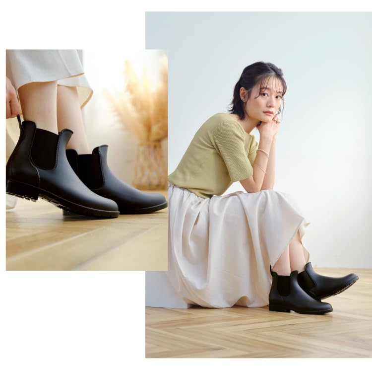 Rain Boots Rain Stay Reduce Stress On Rainy Perfect for and Stylish and Wpc. Side-Gore (Size L) Black, Women's Boots, Dry, Days, Commuting, School,