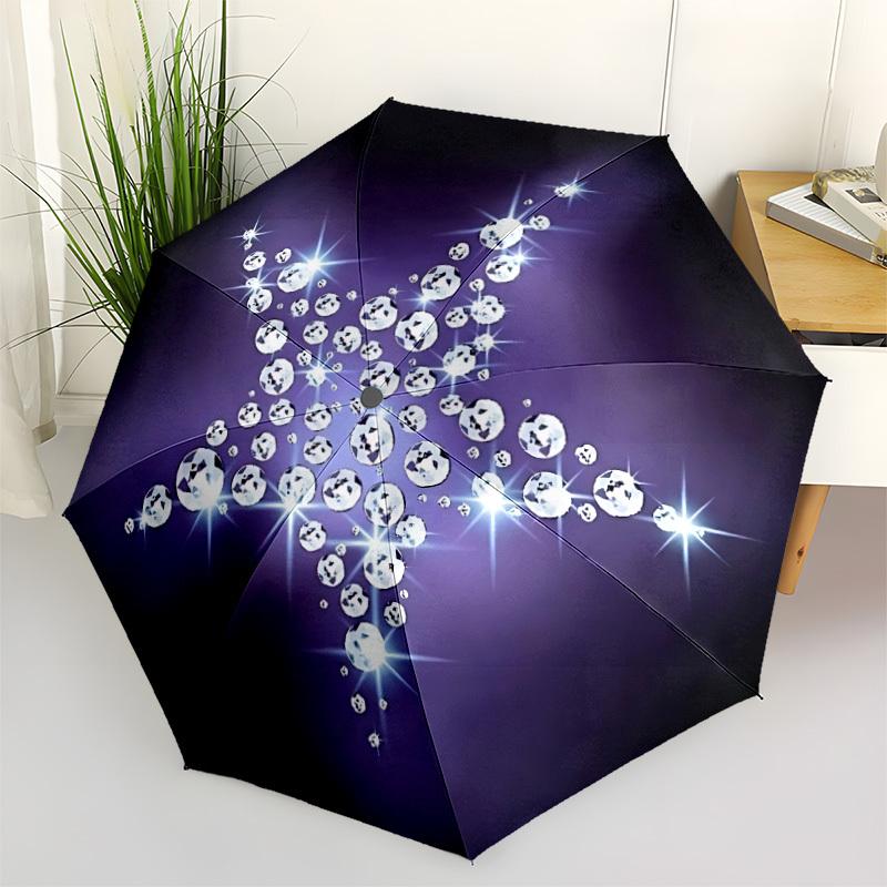 

1pc Diamond Star Automatic Folding Umbrella - Portable Collapsible Design, 8-Rib Iron Frame, Durable Fabric yy251125122