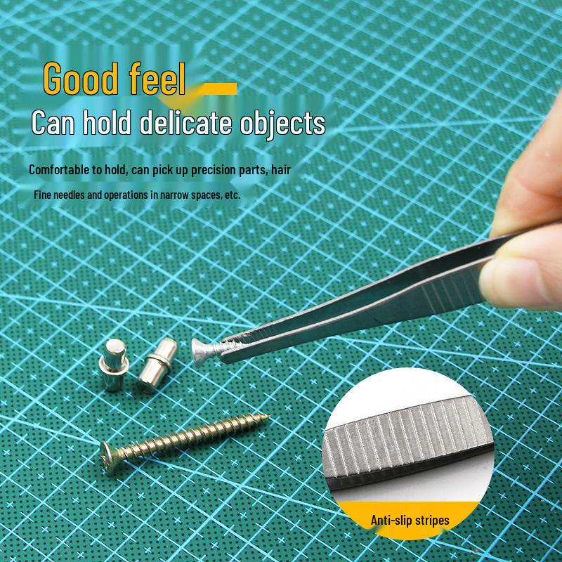 1.5MM Stainless Steel Tweezer Set: Straight, Curved, Sanded Tips in PVC Packaging