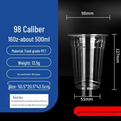 HUIHUADU Disposable PP Coffee & Milk Tea Cups, 500ml, 500-Pack