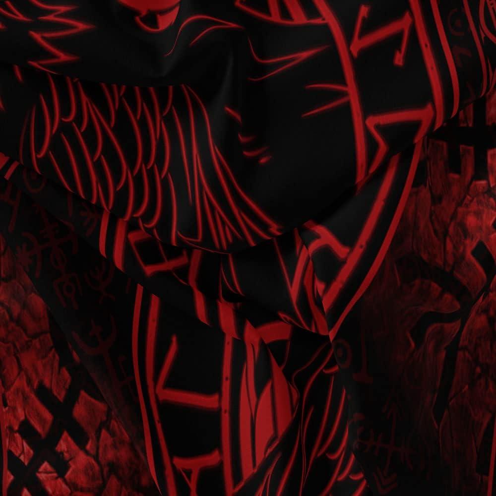 Viking Raven Crow Meditation Runes Wall Art, Red Tapestry for Bedroom, Living Room, Dorm - 60x40Inch