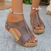 Plus Size Wedge Sandals Fall 2025 New Fishmouth Platform Heightened Side Space Sandals