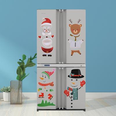 Hot! Christmas Refrigerator Decorations Reflective Santa Snowman Magnets Xmas Holiday Garage Fridge Decor