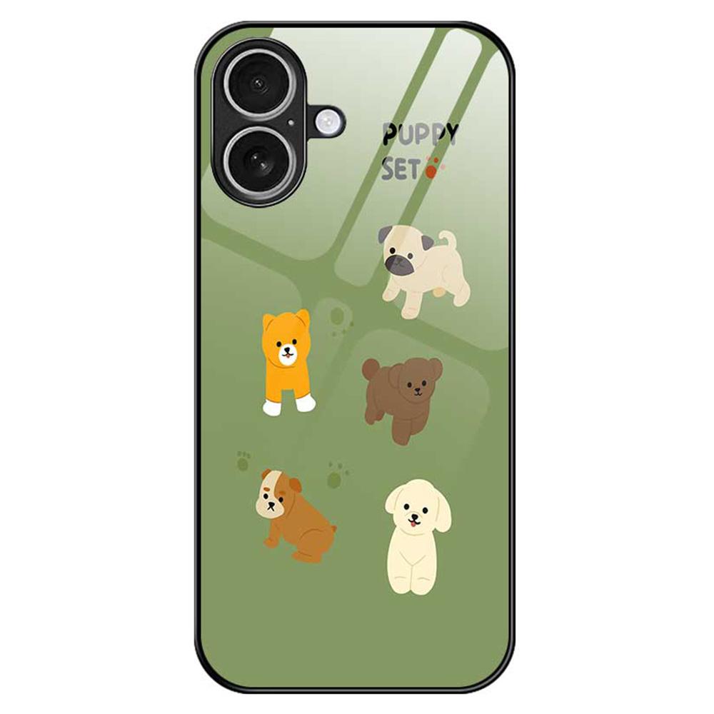 For iPhone 17 Case PC TPU Tempered Glass Pattern Printing Anti Drop Phone Back Cover