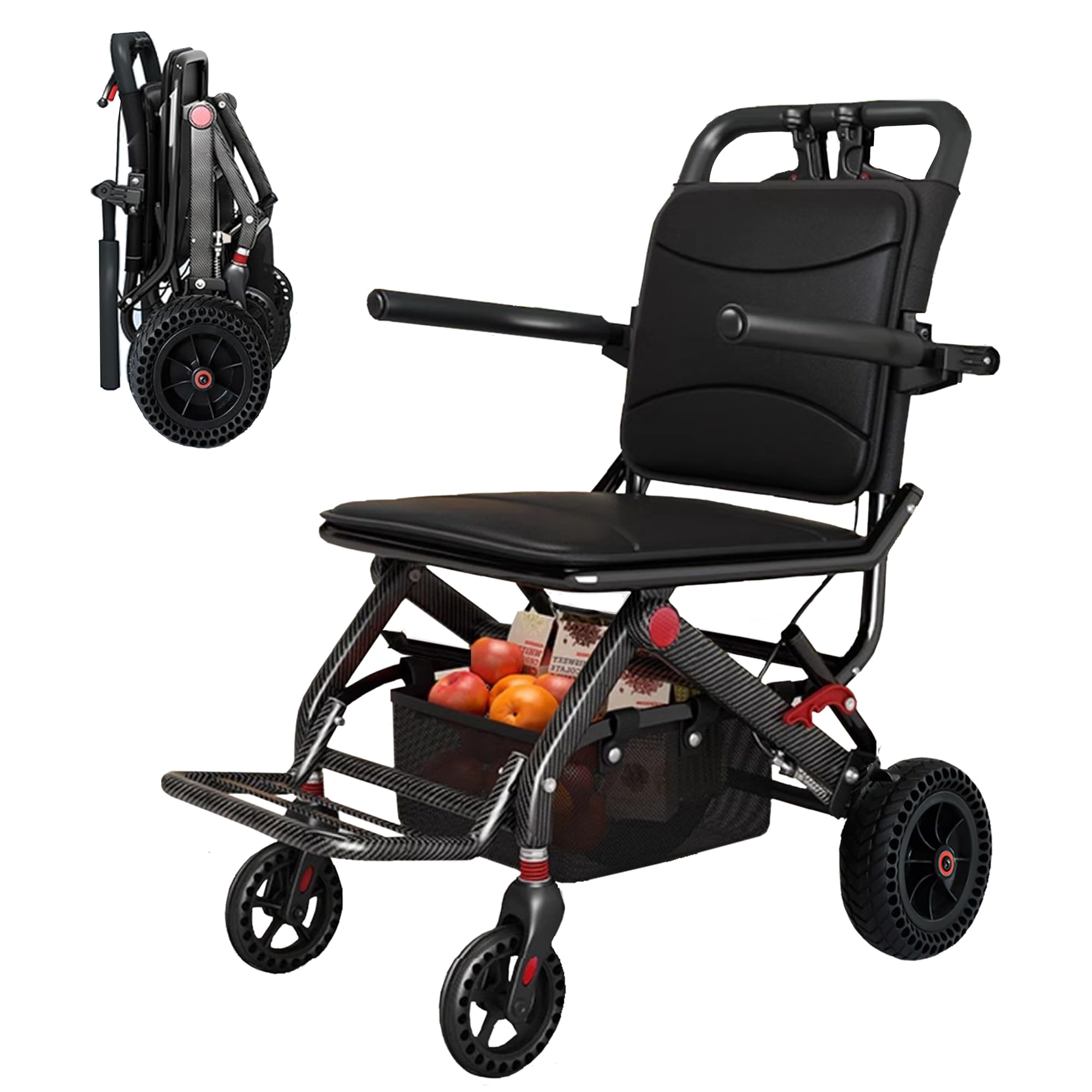 

Легкий допоміжний Miugoo Виготовлений з Може стояти на своєму Поставляється з сидінням Без проколів Кошик для покупок включено Інвалідний візок, Інвалідний візок, Інвалідний візок, Складний, чорний