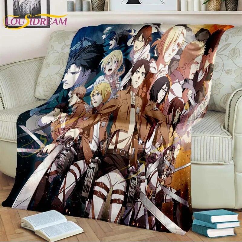 Classic Anime Blanket Attack On Titan Blanket Eren Jaeger Blanket for Bedroom Sofa Livingroom Cartoon Blanket Children's Blanket