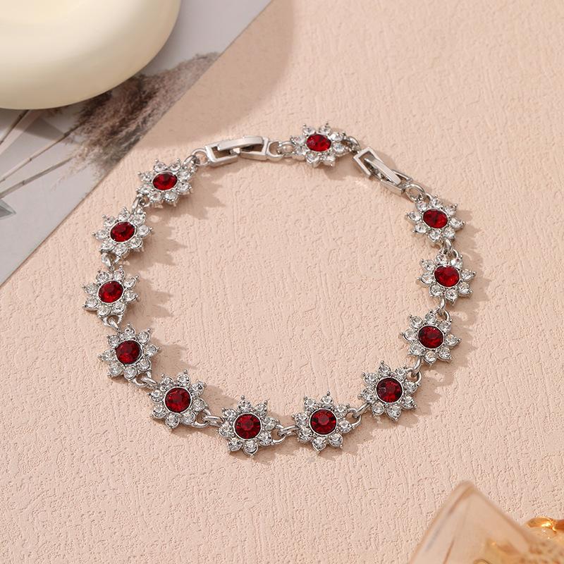 Popular Light Luxury Style Colored Diamond-encrusted Flower High-end Bracelet Adjustable Jewelry