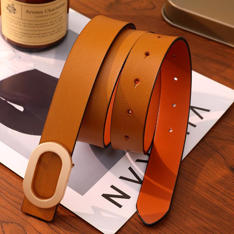 Женский ремень высокого класса из натуральной кожи, модный, простой и элегантный, женский ремень в стиле OL, двухслойный кожаный ремень из коровьей кожи, женский ремень