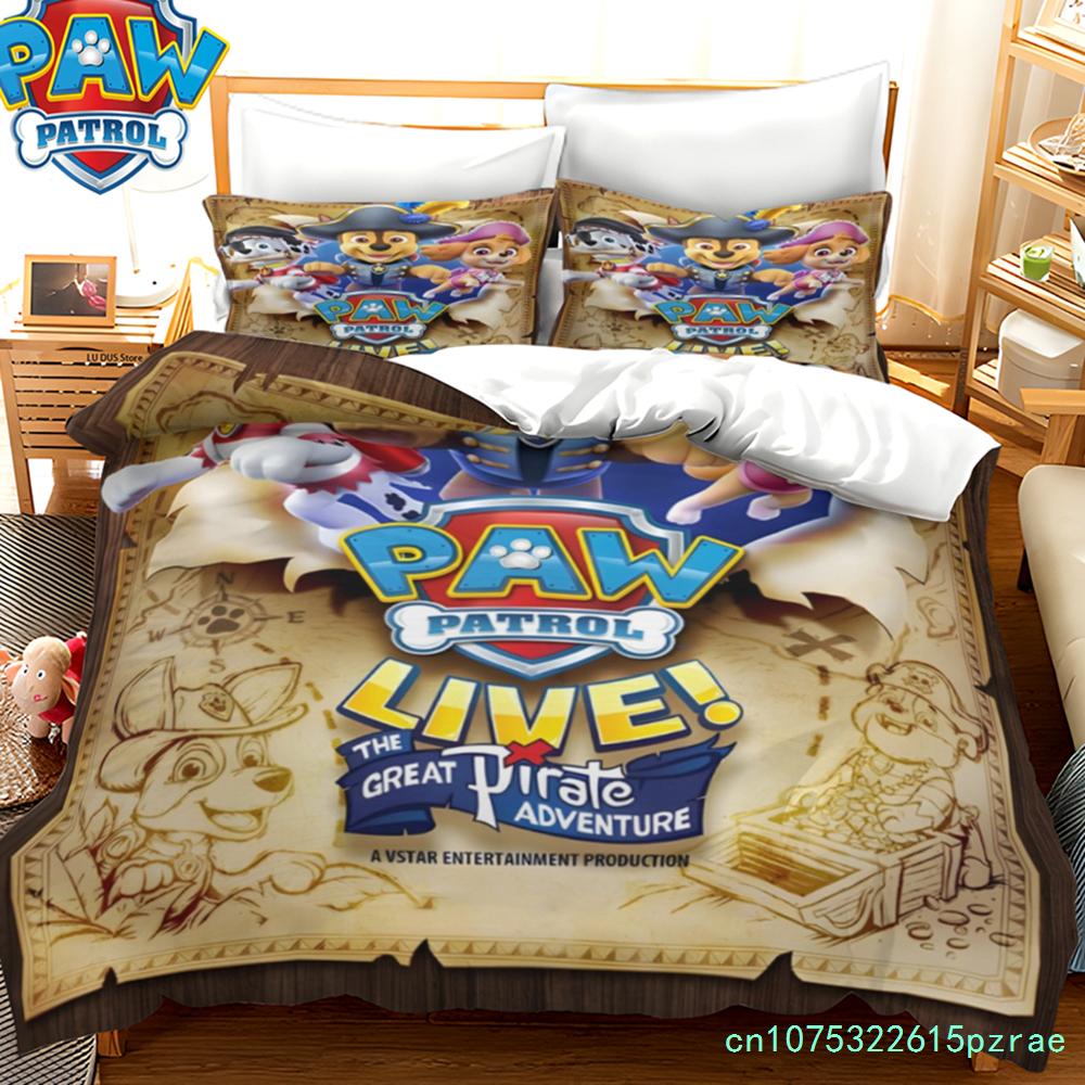 Paw Patrol Cartoon Duvet Cover, Cute Puppy Printed Quilt Cover With Pillowcase, Soft Bedding For Kids Bedroom