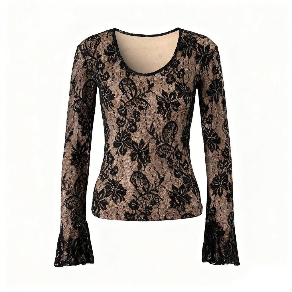 Chic Korean Lace Base Layer Top - Autumn/Winter Sexy & Elegant Temperament