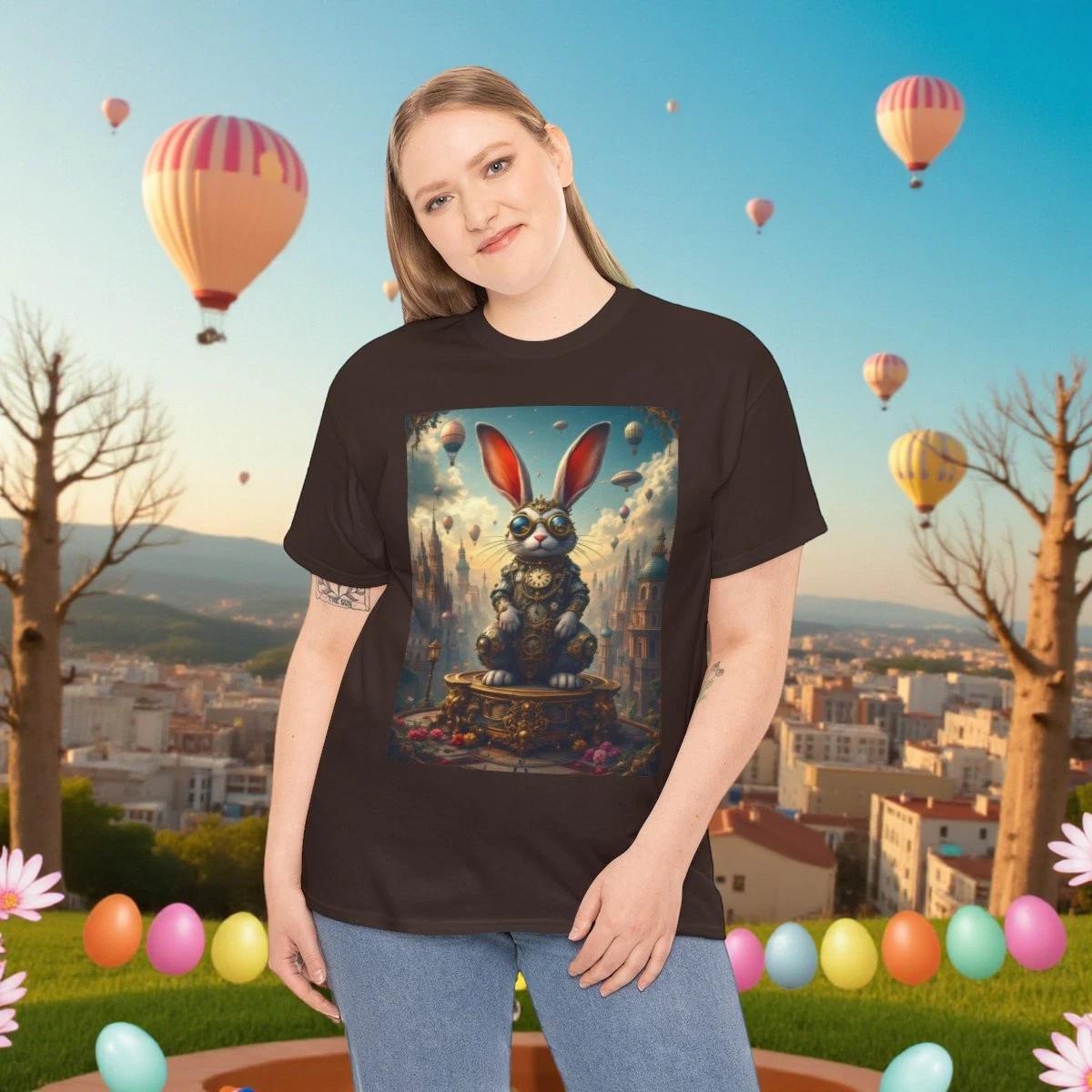 Steampunk Easter Bunny T-Shirt | Whimsical Retro Design Tee for Easter Fun 3XL