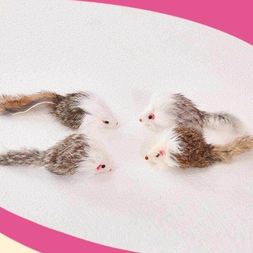5pcs Synthetic Fiber Plush Plushie Mouse Toy Simulated Rat Interactive Cat Toy Exercise Activity