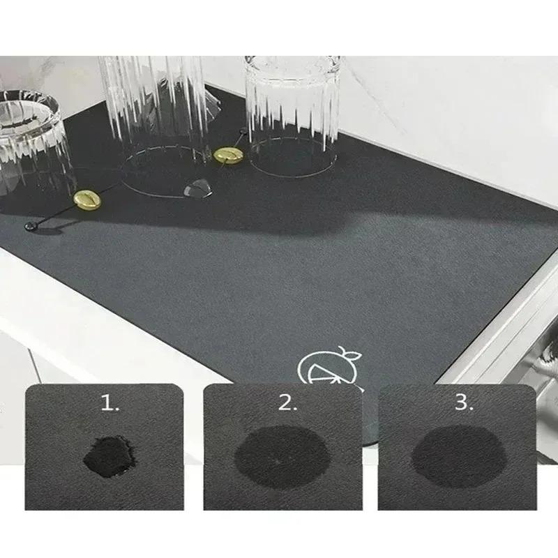 Vintage Espresso Bar Printed Absorbent Drain Mat Super Antiskid Quick Dry Modern Kitchen Counter Coffee Dish Drying Pad