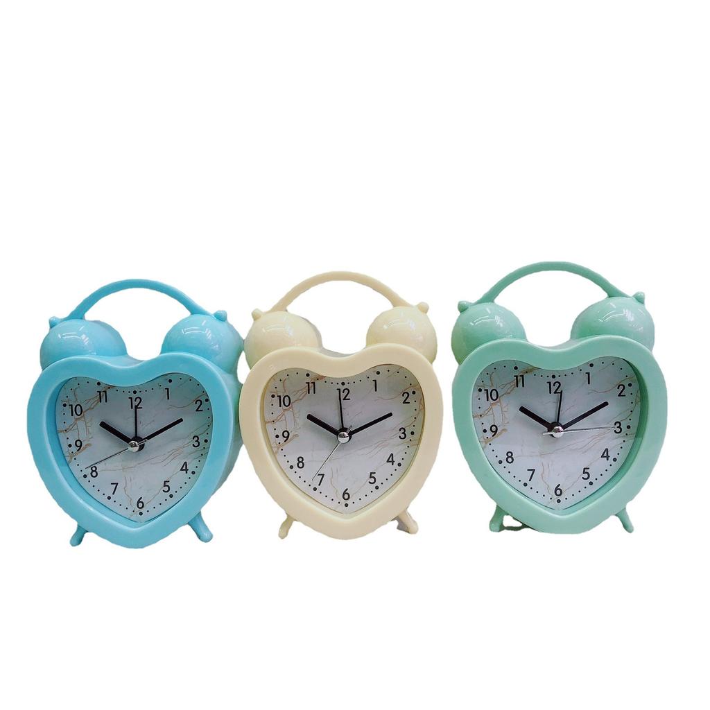Small Plastic Alarm Clock with Handle Marble Dial Student Gift Alarm Clock