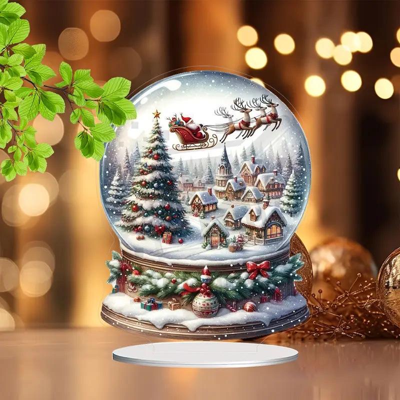 Soporte de Adorno de Bola de Nieve Acrílica para Regalos Navideños