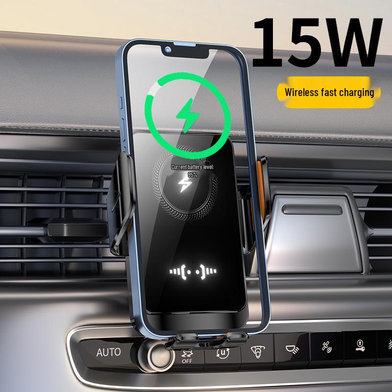 Wireless Charging Car Phone Holder with Smart Screen Mirroring & Electric Locking