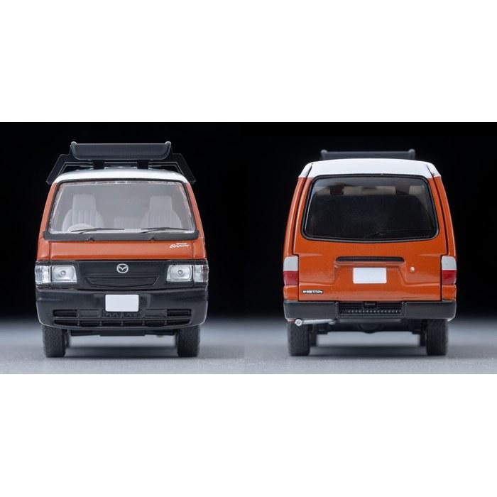 TOMYTEC Tomica Limited Vintage Neo 1/64 LV-N310d Mazda Bongo Brawny Van Custom (Brown) with Roof Carrier & Figure 336174