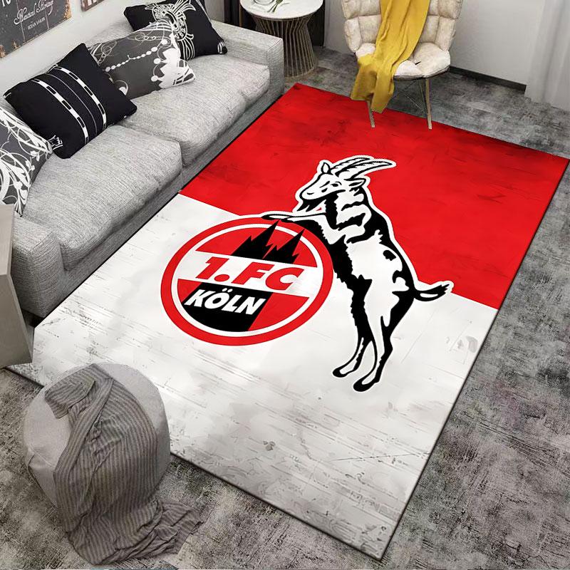 1. Tappeto Rosso Bianco Logo FC Köln adatto come tappetino antiscivolo per il soggiorno o il divano della camera da letto