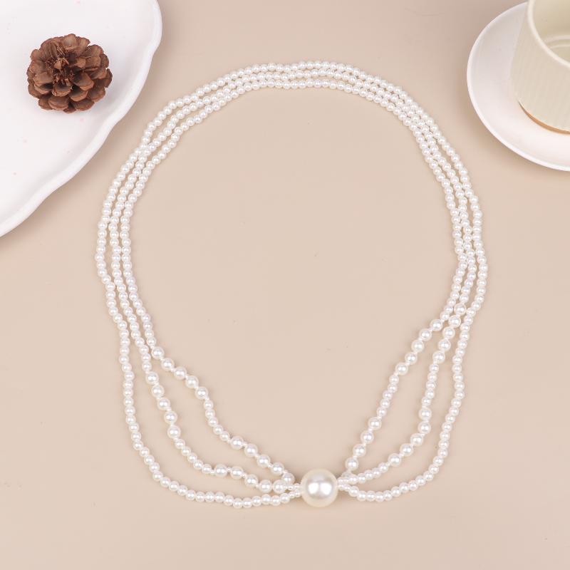 

Elegant Multi Layer Smooth Imitation Pearl Long Tassel Necklace For Women Beads Sweater Chain Neck Jewelry