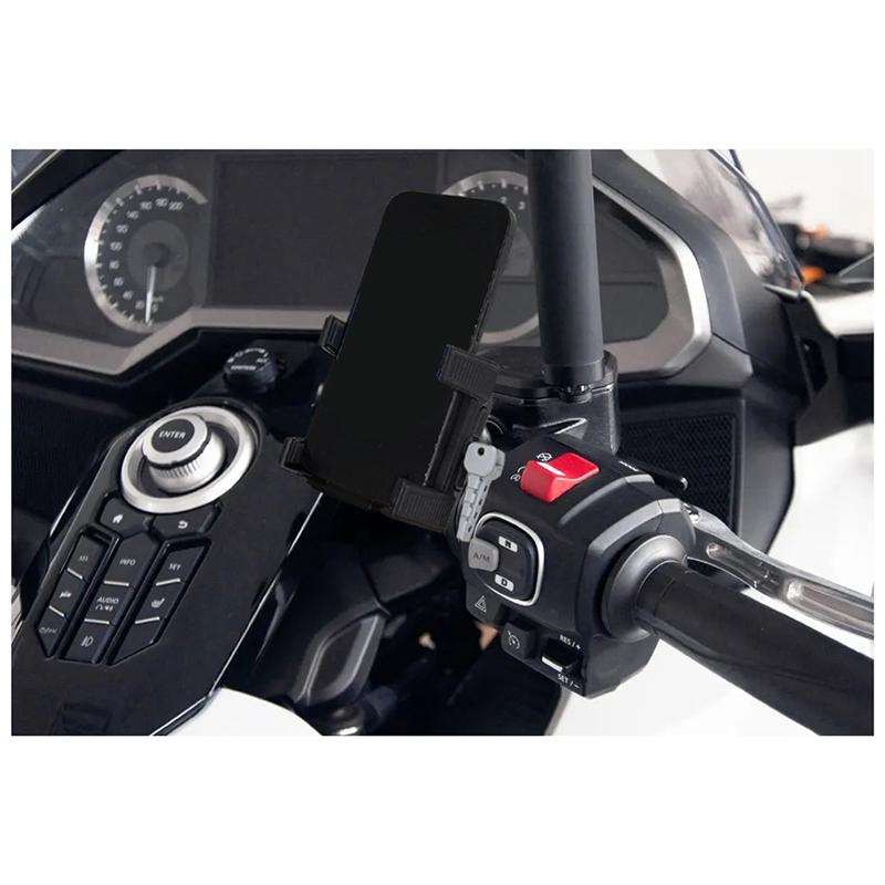ABLZ-Держатель для телефона на мотоцикл Навигационный кронштейн с зарядкой Для Honda Gold Wing DCT GL1800 2018-2024 чёрный