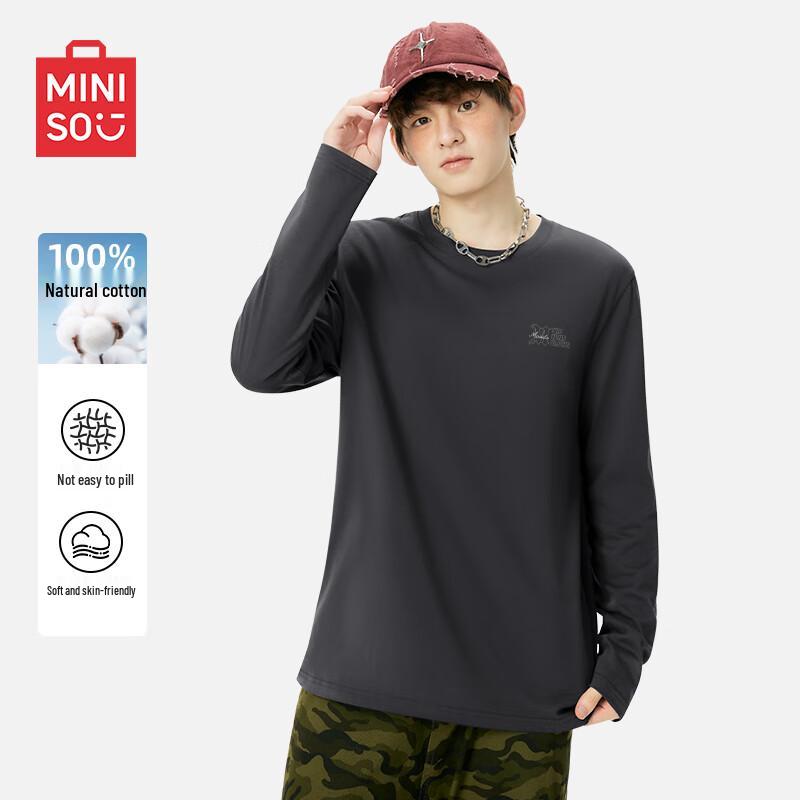 MINISO Men s Pure Cotton Breathable Long Sleeve T-Shirt L