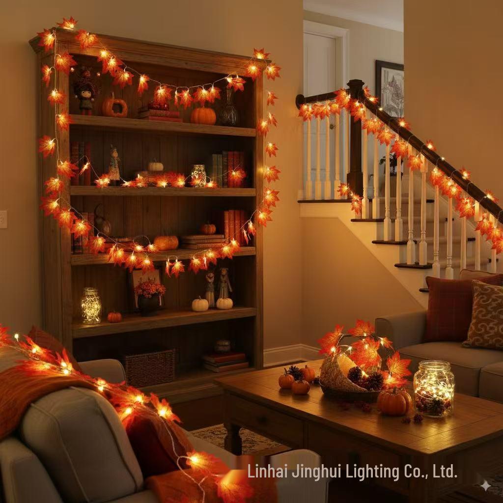 LED Maple Leaf & Rose Flower Decorative String Lights for Holiday Bedrooms