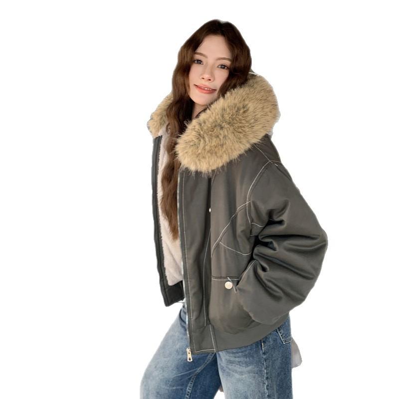 

Ретро Парка с Меховым Воротником, Хлопковая Куртка с Подкладкой, Новая Зимняя Свободная Толстая Хлопковая Одежда с Капюшоном XL