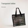 Transparent Nätvävd Stor Kapacitet Tote & Lunchväska i Koreansk Stil
