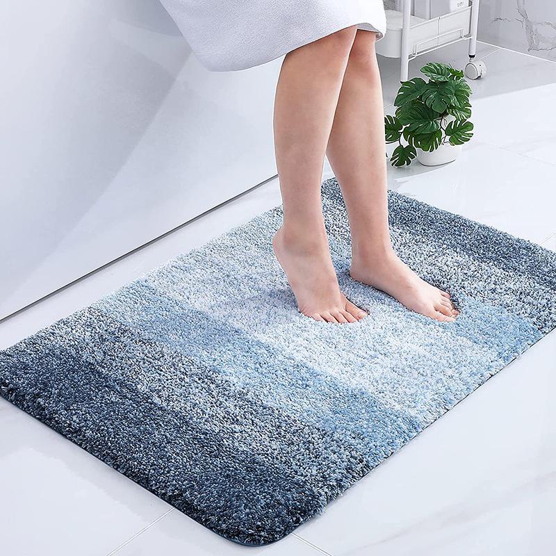 

Gradient Bathroom Absorbent Mat Non-Slip Microfiber Rug for Kitchen Bathroom Floor Waterproof Door Mat Bedroom Decor Modern 51x76cm синий