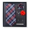 Tie Men'S Trend Net Color Striped Cashew Nut Tie 6-Piece Gift Box Square Scarf Tie Clip Corsage Set