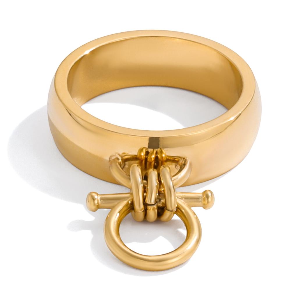 Punk Rock Polished Geometric 18K Gold Plated Rings Waterproof Hypoallergenic Knot Finger Ring Versatile Daily Accessories Bijoux