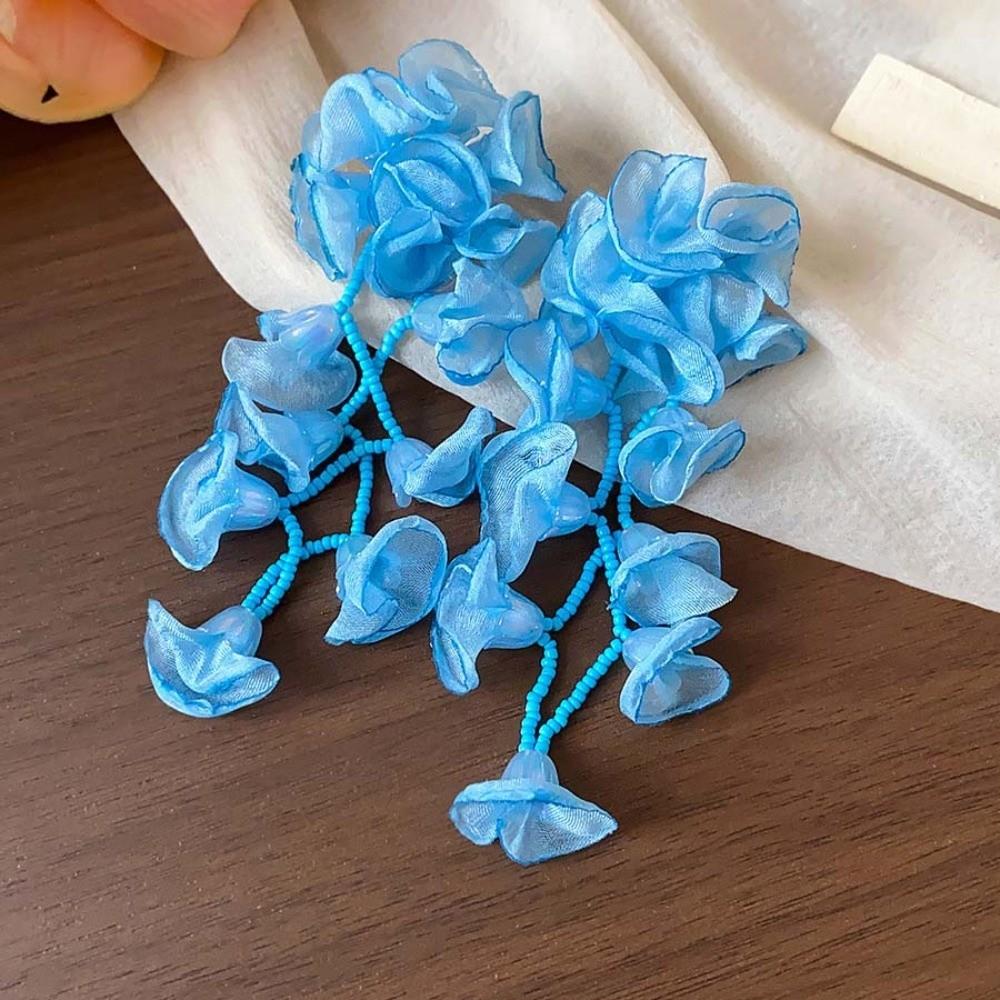 1 Pair Temperament Vacation Flower Eardrops with Beads Tassel Women Seaside Earrings  Birthday