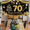 70. Geburtstag Banner in Schwarz und Gold Party Dekoration - Elegantes Hintergrund Setup für Meilenstein Feiern drinnen und draußen