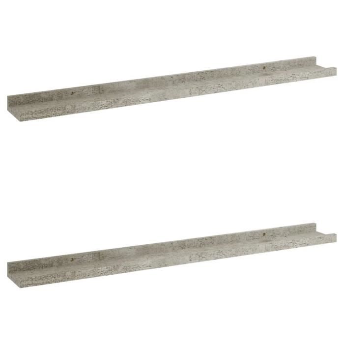 VidaXL Étagères murales 2 pcs Gris béton 80x9x3 cm