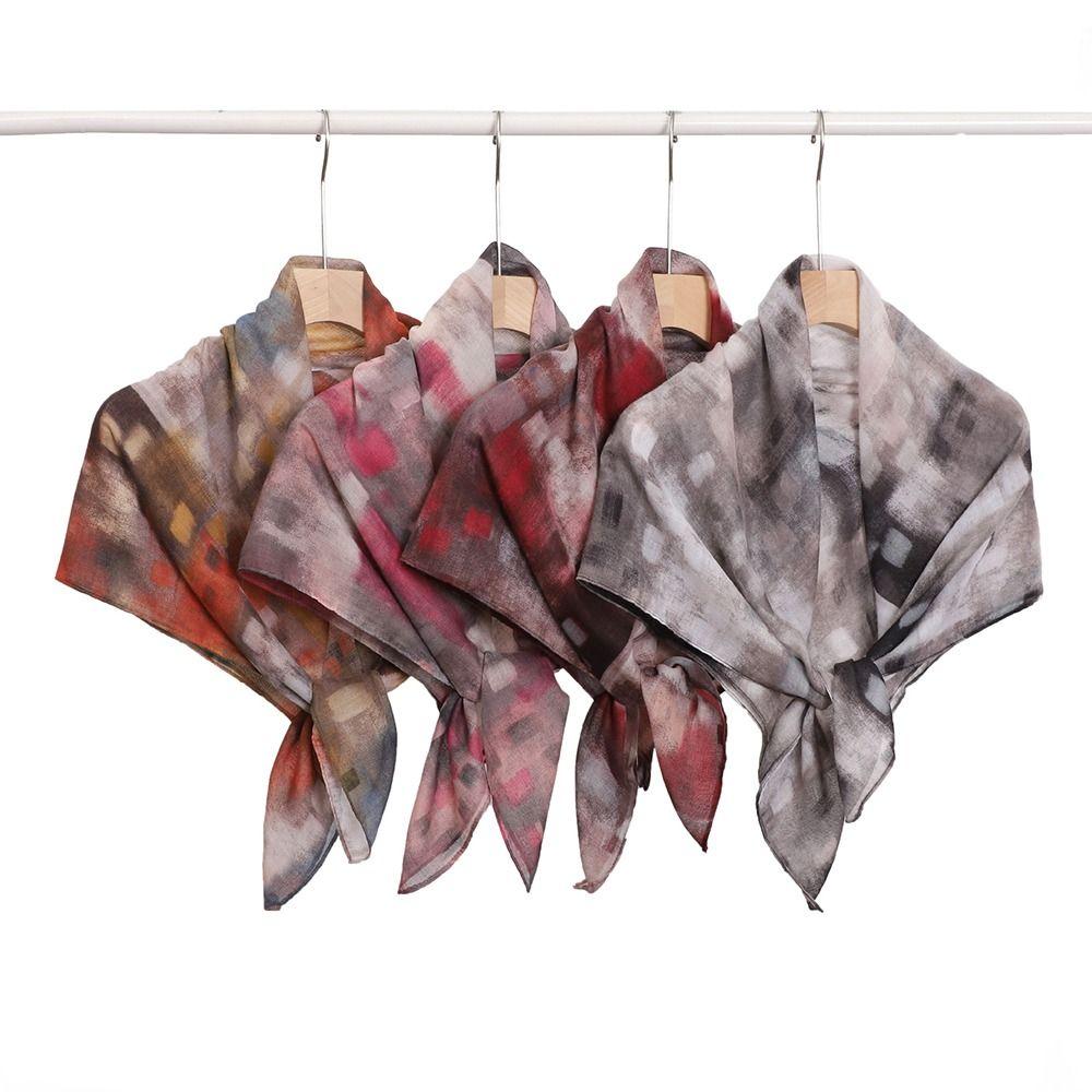 Casual Instant Hijab Cotton Voile Tie-Dye Shawl Headscarf Fashion Wide Edge Hijab  For Women
