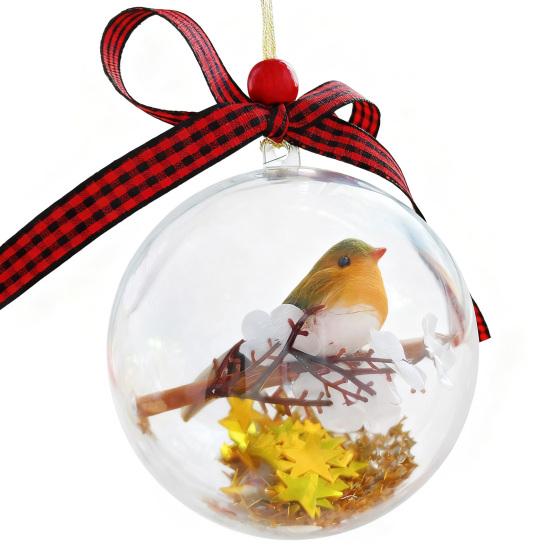 Nature's Birds Ball Ornament 3D Animal Clear Plastic Ball Decoration Christmas Tree Memorial Gift for Bird Lovers
