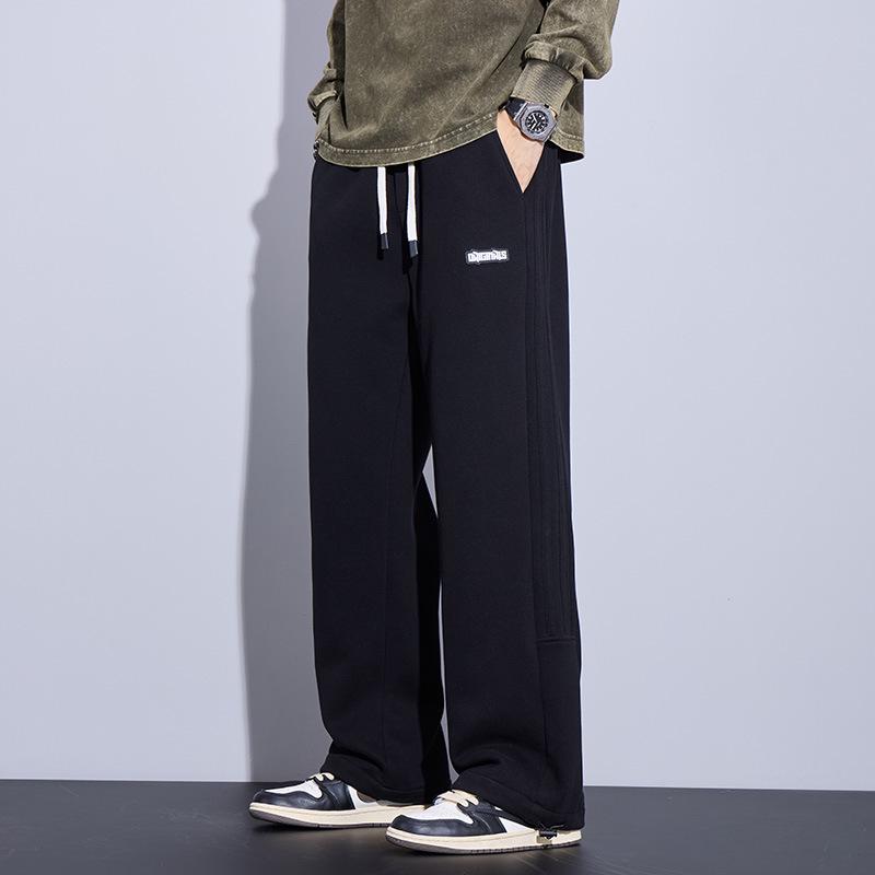Men's High-End Youth Fashion Wide-Leg Casual Pants with Drawstring