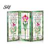 Colorful Folding Screen Mini Decorative Stained Glass Effect 3 Panel Divider Acrylic Desktop Office Desk Decoration Ornament for Home Living