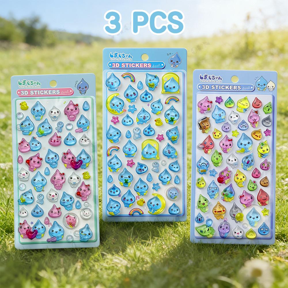 Cute 3D Crystal Drop Stickers Waterproof Decals for Phone Laptop Journal DIY Decoration