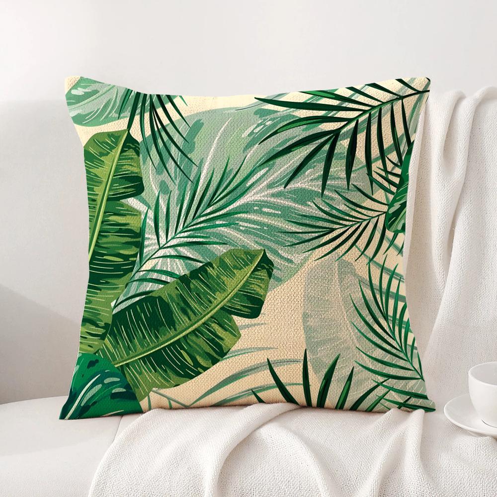 Classic Palm Leaves Cushion Cover Natural Linen Organic Fabric DoubleSided Printing Sofa Home Decor Gift Pillow Cover